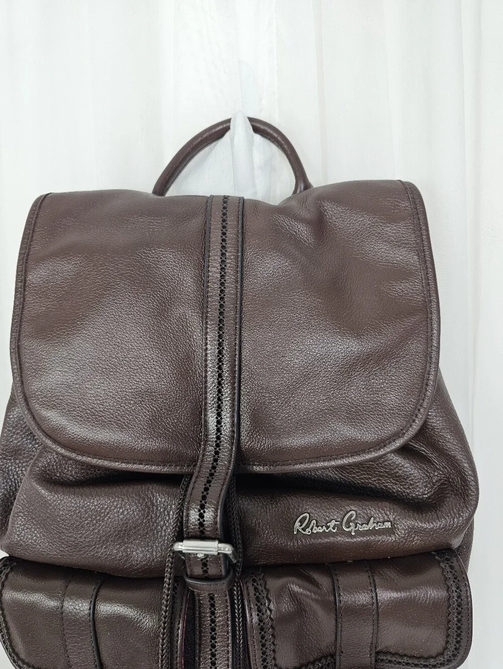 Robert Graham Armando Brown Leather Backpack NEW LUXE MSRP $495